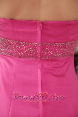 Brush Train Hot Pink Beading Junior Bridesmaid Dress