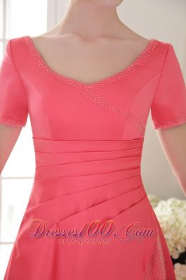 Coral Red Sheath Scoop Long Beading Dress for Mother