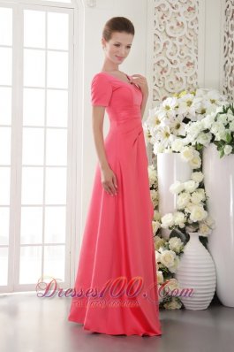 Coral Red Sheath Scoop Long Beading Dress for Mother