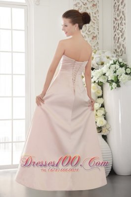 Baby Pink Strapless Hand Made Flower Bridesmaid Dress