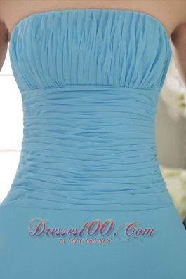 Chiffon Ruch Light Blue Empire Strapless Bridesmaid Dress