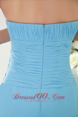 Chiffon Ruch Light Blue Empire Strapless Bridesmaid Dress