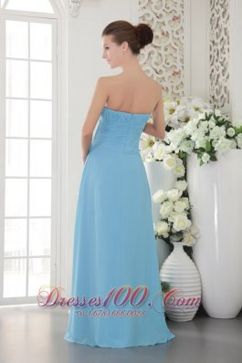 Chiffon Ruch Light Blue Empire Strapless Bridesmaid Dress