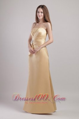 Spaghetti Straps Champagne Bridesmaid Dress Appliques