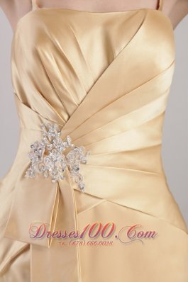 Spaghetti Straps Champagne Bridesmaid Dress Appliques