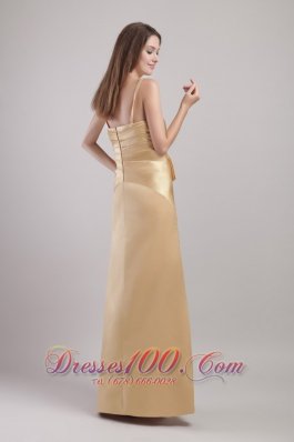 Spaghetti Straps Champagne Bridesmaid Dress Appliques