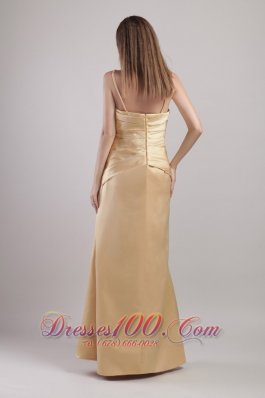 Spaghetti Straps Champagne Bridesmaid Dress Appliques