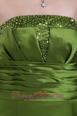 Beading Olive Green Princess Strapless Bridesmaid Dress