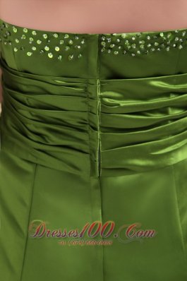 Beading Olive Green Princess Strapless Bridesmaid Dress