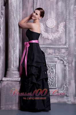 Sash and Pick-ups Bridesmaid Dress Black A-line Strapless