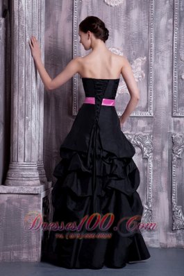 Sash and Pick-ups Bridesmaid Dress Black A-line Strapless