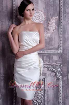 Ruch Column White Bridesmaids Dresses Elastic Woven Satin