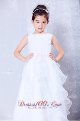 Scoop Flower Girl Dress Custom Made Ankle-length