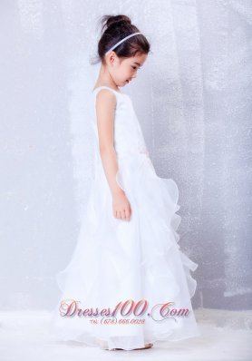 Scoop Flower Girl Dress Custom Made Ankle-length