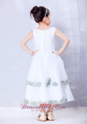 A-line Scoop Flower Girl Dress Tea-length Tulle