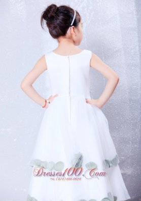 A-line Scoop Flower Girl Dress Tea-length Tulle