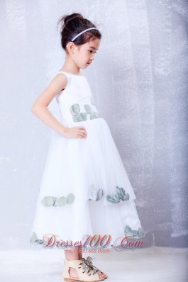 A-line Scoop Flower Girl Dress Tea-length Tulle