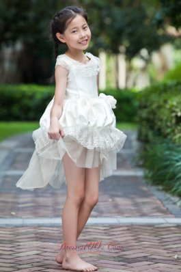 High-low Cap Sleeve Lace Flower Girl Dress