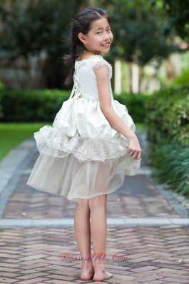 High-low Cap Sleeve Lace Flower Girl Dress