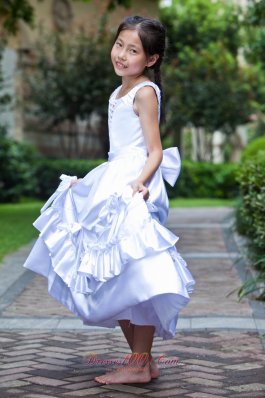 Hand Made Flowers White Ankle-length Dress