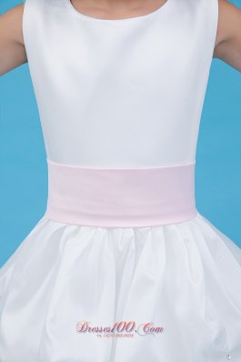 Cute Little Girl Dress Scoop White A-line with Belt