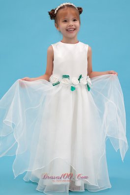 Flower Girl Dress Scoop Organza Hand Made Dress