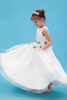 Flower Girl Dress Scoop Organza Hand Made Dress