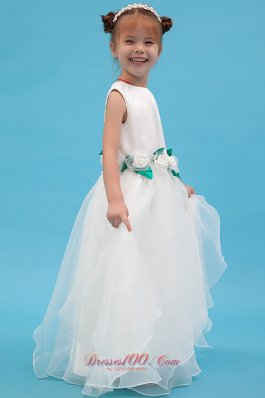 Flower Girl Dress Scoop Organza Hand Made Dress