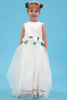 Flower Girl Dress Scoop Organza Hand Made Dress