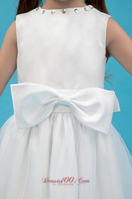 New Style Scoop Ankle Length Flower Girl Dress White