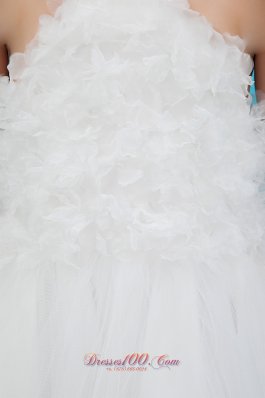 Halter Top Flower Girl Ankle Length Tulle Dress in White