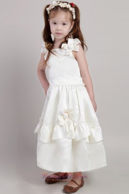 Low Price A Line White Girl Pageant Dress with Bow