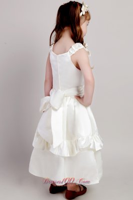 Low Price A Line White Girl Pageant Dress with Bow