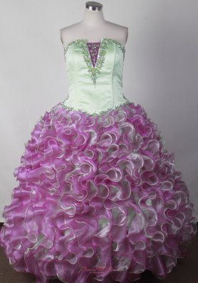 Green and Purple Little Girl Pageant Dress Organza