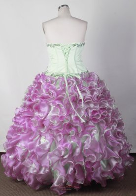 Green and Purple Little Girl Pageant Dress Organza