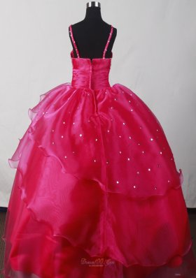 Hot Pink Beading Little Girl Pageant Dress Organza