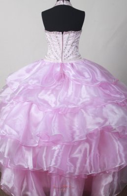 Baby Pink Beaded Halter Top Toddler Pageant Dresses