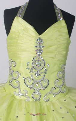 2013 Yellow Green Infant pageant dresses Beading