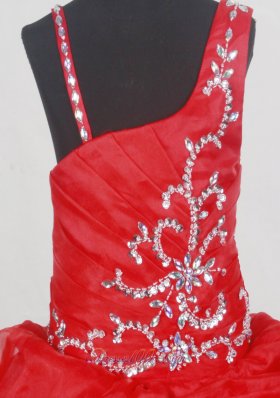 Discount Beaded Red Little Girl Pageant Dress with Straps