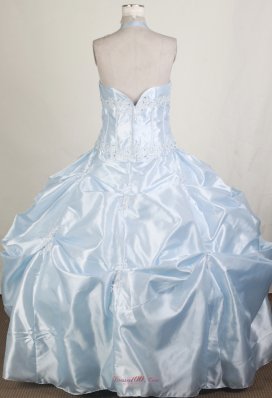 Halter Top Beading Little Girl Pageant Dress Light Blue