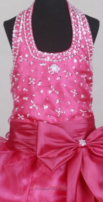 Halter Neckline Fuchsia Flower Girl Pageant Dress