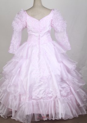 Long Sleeves Flower Girl Pageant Dress Baby Pink