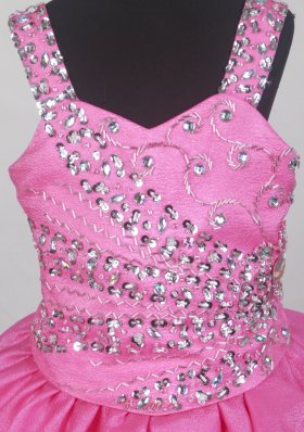 Hot Pink Beaded Bodices Flower Girl Pageant Dress