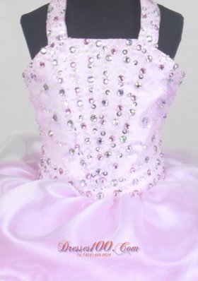 Glitz Halter Baby Pink Flower Girl Pageant Dress