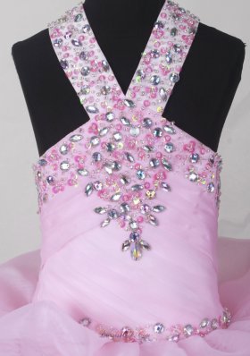 Baby Pink Little Girl Pageant Dress With Pick-ups