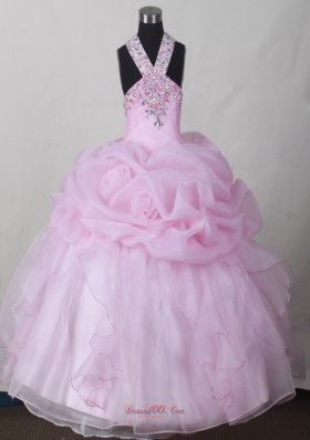 Baby Pink Little Girl Pageant Dress With Pick-ups