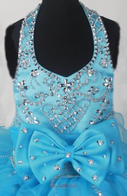 Little Girl Pageant Dress with Ruffled Layers Aqua Blue