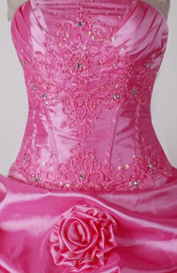 Pink Little Girl Pageant Dress Beading Hand Made Flowers