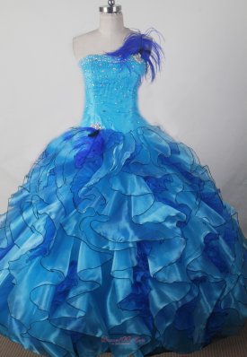 ExquisiteAqua Ruffles Ball Gown Little Girl Pageant Dress Strapless