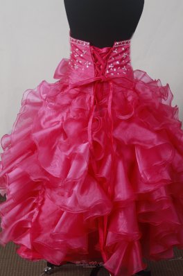 Hot Pink Bowknot Ruffles Luxurious Little Girl Pageant Dress Halter